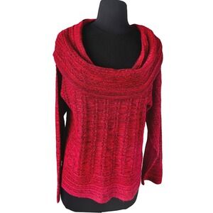 Christopher & Banks Red Metallic Cowl‎ Neck Knit Sweater Women's Size M